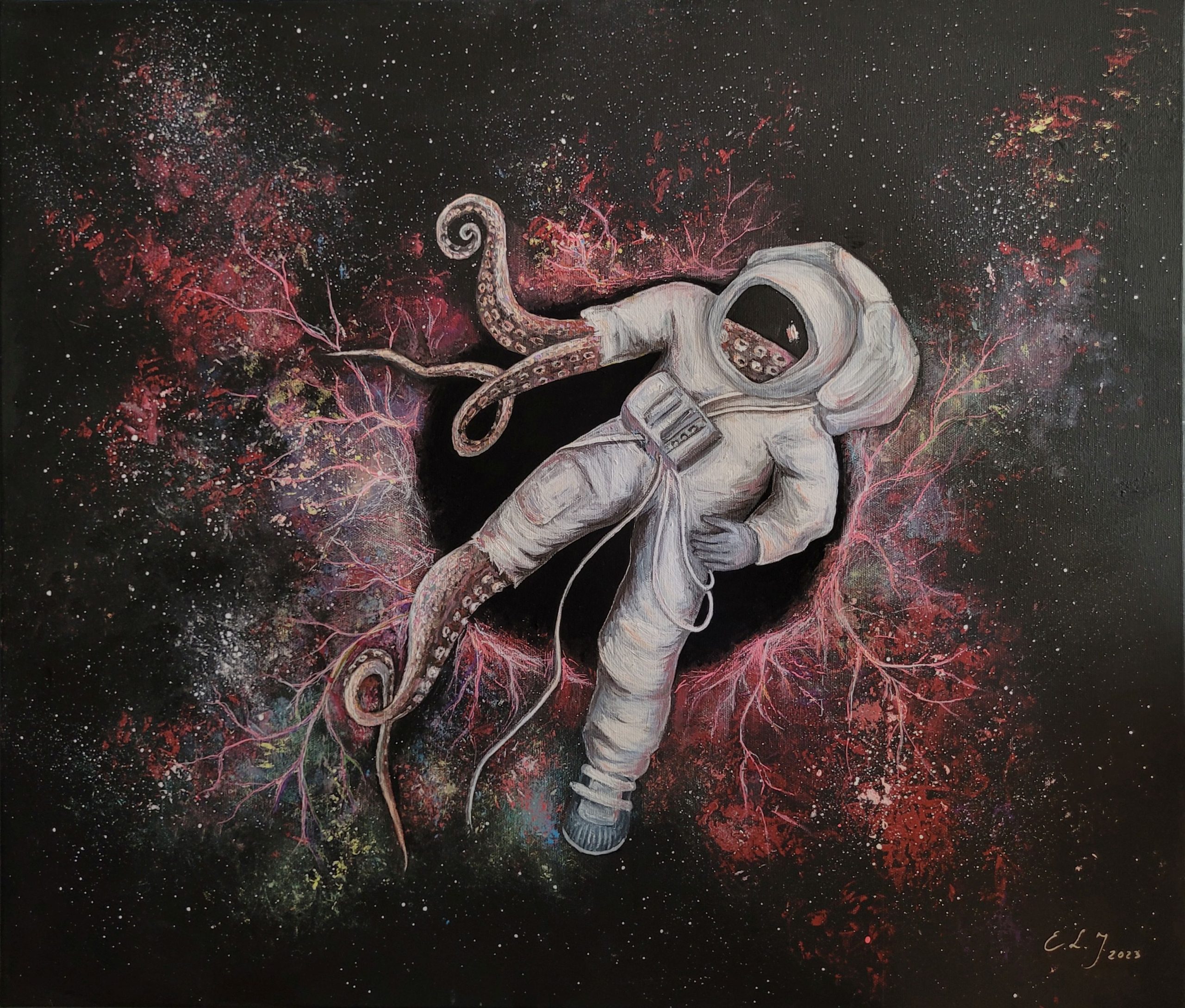 Gimimas, 2023, akrilas, akriliniai markeriai, 70×60